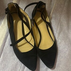 Franco Sarto Black Flats with Ankle Strap
